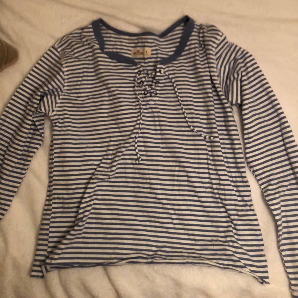Hollister blue and white shirt